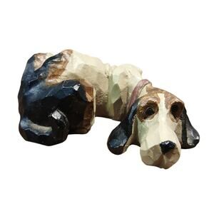 Vtg Unmarked Cast Resin Carved 3.5L Realistic Bloodhound Hunt Dog Animal Figure‎